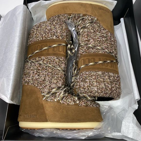 Moon Boot Shoes - Moon Boots tall high ICON BROWN WOOL BOOTS new with Box 8/9.5